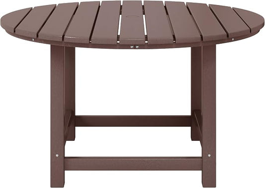 WestinTrends Malibu Kids Outdoor Patio Furniture HDPE 38" Wide Round Dining Table, Dark Brown