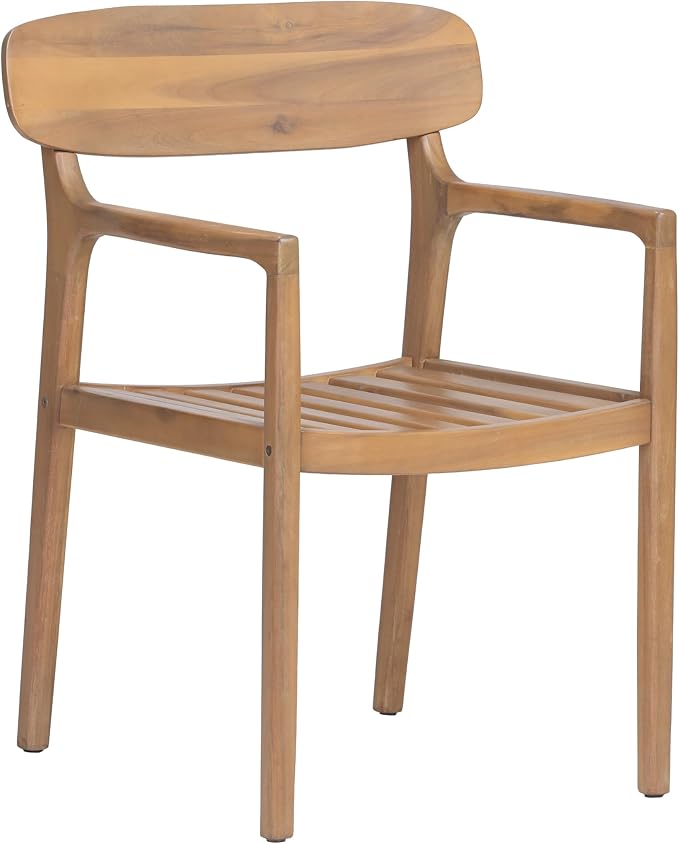 Christopher Knight Home Zoa Acacia Wood Dining Set for 6, Outdoor Dining Table with Dual Slatted Pedestal Bases, Outdoor Dining Chairs with Cushions, 7 Piece Patio Dinner Set, Beige/Teak