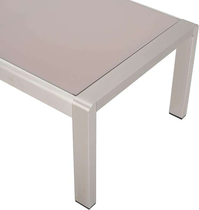 Christopher Knight Home Crested Bay Aluminum Patio Chat Set, 5-Pcs Set, Khaki / Silver