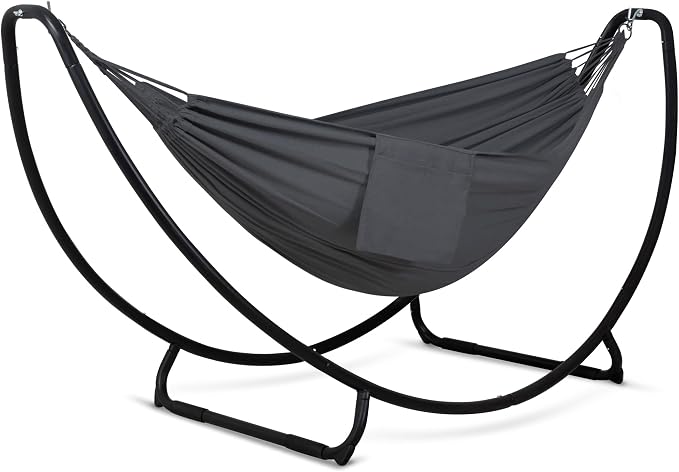 SUNCREAT Hammocks for Outside with Stand, Porch Hammock and Stand, 475 lbs Capacity, Patent Pending, Dark Gray