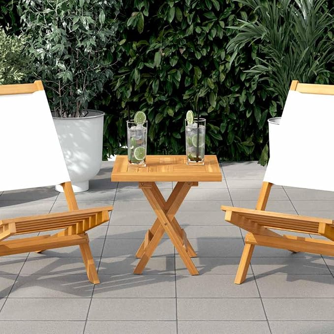 Square Solid Teak Wood Table Top 15.7 x 15.7 Inch, Weather Resistant Indoor Outdoor Replacement Tabletop for Dining Room, Cafe, Restaurant, Brown