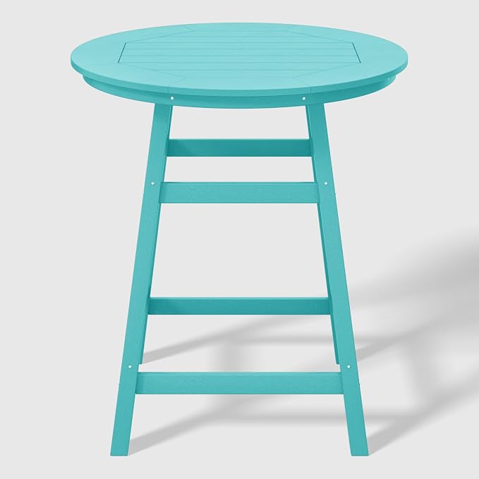 WestinTrends Outdoor 35" HDPE Round Patio Counter Height Bar Table, Turquoise