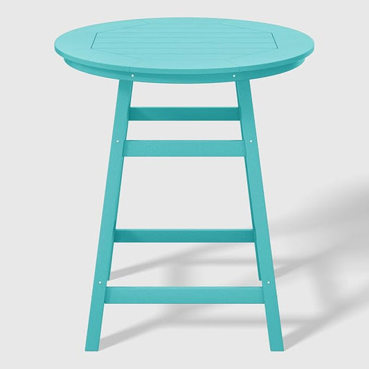 WestinTrends Outdoor 35" HDPE Round Patio Counter Height Bar Table, Turquoise