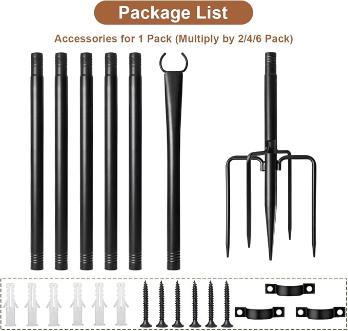 4 Pack String Light Poles for Outside, Upgraded Heavy-Duty Metal Light Poles for Outdoor String Lights with Fork, Adjustable Lighting Accessories for Patio Decor Backyard Pergola Garden Decorations