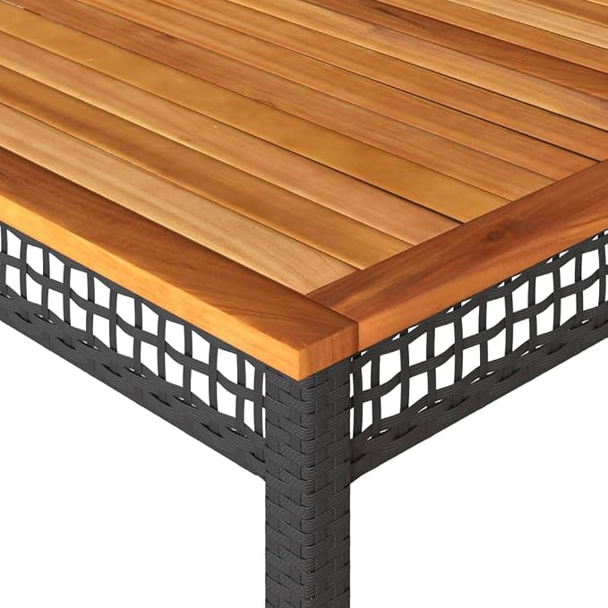 vidaXL - Garden Table/Outdoor Dining Table - Black/Brown - Acacia Wood/Steel - Rectangular - Weather- - for Garden/Balcony/Terrace - Seats 6 People - 70.9x35.4 inches