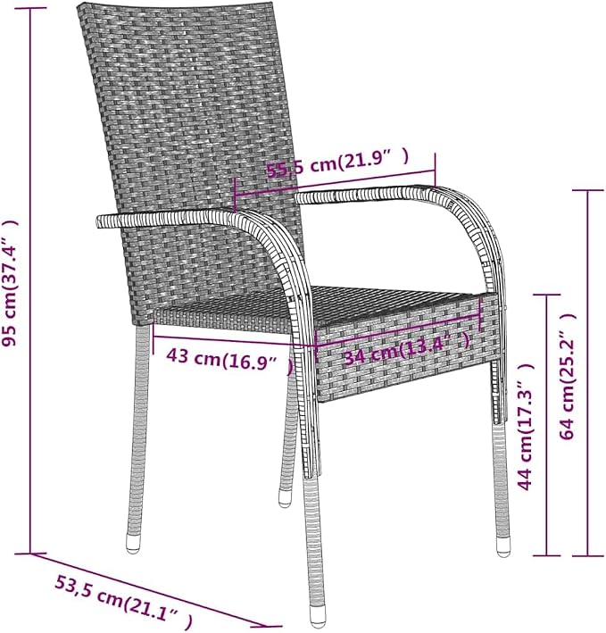 3 Piece Patio Dining Set Black Outdoor Furniture Set for Garden Yard with PE Rattan Chairs Glass Table Heavy Duty Powder Coated Steel Frame