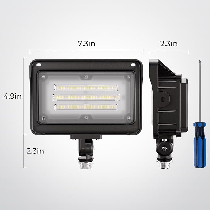 CINOTON 50W 7000LM LED Flood Lights Outdoor, 5000K, ETL Listed, 2 Pack | IP65 Waterproof Exterior Security Wall Pack with 180°Knuckle, 100-277V Outside Aluminum Fixture for Garage Garden Landscape
