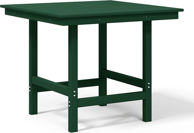 WestinTrends Ashore Outdoor HDPE 36" Square Patio Dining Table with Umbrella Hole, Dark Green