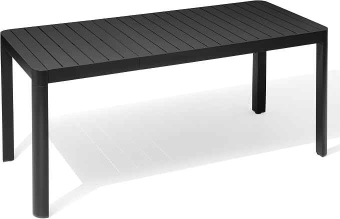 Pellebant Expandable Aluminum Outdoor Dining Table for 4-6, 46.1"-63.8" – Weather-Resistant Patio Table with Sturdy Frame for Deck, Backyard & Poolside