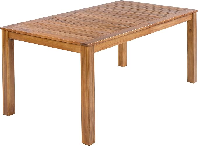 Merax Outdoor Dining Table for 6, 67" L Rectangular Acacia Wood Patio Table for Lawn, Backyard, Garden, Natural