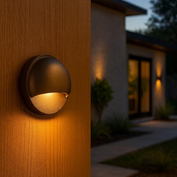 Hinkley Landscape Lighting Nuvi 15232BZ Round Low-Voltage LED Deck Sconce, Solid Vinyl Alloy, Dimmable, Mounts Flush on Surface, Bronze | Low Voltage, Vinyl Alloy, Integrated LED, Flush Mount Surface Light, Wiring Kit, ADA Compliant, Coastal Outdoor St...