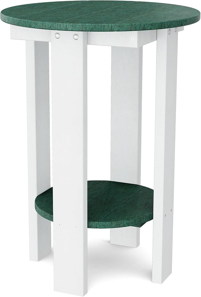 Wildridge Heritage Balcony Table, Turf Green and White - Outdoor Weather Resistant Recycled Plastic Furniture for Patio