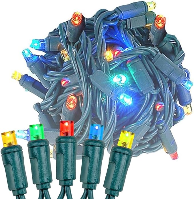 Novelty Lights 50ft 100 LED Multicolor Christmas Lights, Outdoor & Indoor
