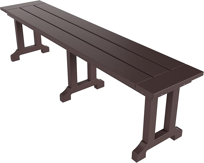 WO Home Furniture Adirondack Patio Dining Chair Table Bench Set of 6 PCS Rectangle Dinner Table Dining Armless Chairs (Dark Brown)