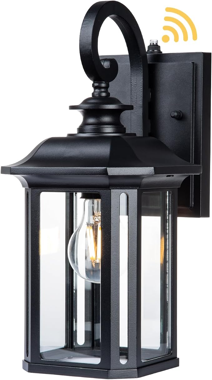 JYZ Dusk to Dawn Outdoor Wall Lighting, 19 Inch Large Exterior Porch Light Fixture, Waterproof Outdoor Wall Mount Lantern, Classic Black Sconce Lamp Outside for House Doorway Garage Patio Yard