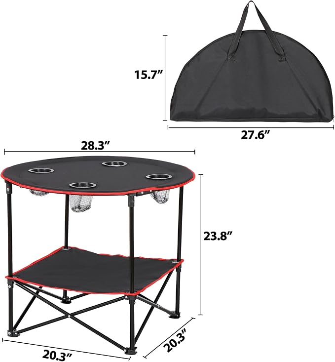 ZenStyle Indoor Outdoor Pop Up Portable Folding Picnic Table Camping Beach Table with Cupholders & Storage Bag