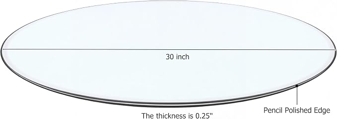 30" Tempered Glass Table Top Round Transparent Table Surface 1/4'' Thick Pencil Polished Edge Multipurpose for Dining, Coffee, Restaurant and End Table (30 inch)