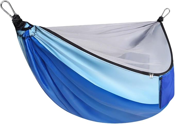 YSUEFIJO Travel Hammock with Mosquito Net, Hanging Hammock for Outdoor Adventures, Camping Hammock Perfect for Backpacking Or Patio, Foldable and Lightweight, Supports 250kg