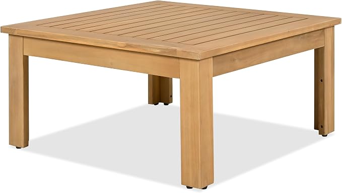 Merax Outdoor Patio Furniture Set 5 Seats, L-Shaped Outdoor Sectional Corner Sofa Set, Acacia Wood Conversation Sets with Washable Cushions & Coffee Table, Patio Furniture for Backyard, Porch, Grey