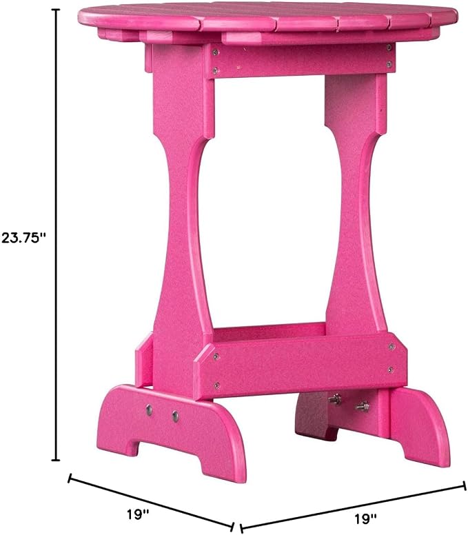 Saving Shepherd 4 Season Bright Pink Outdoor Round Table - 100% Recycled Poly Lumber Maintenance Free Candy Stand USA 19" Diameter 23" High