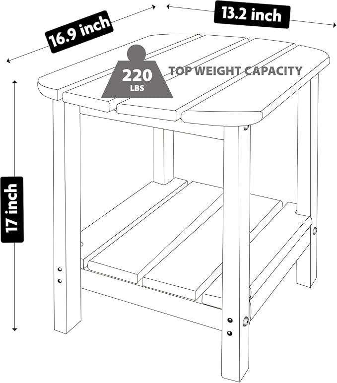 LZRS Adirondack Side Table - HDPE Outdoor Side Tables, Double Layer End Tables for Patio, Backyard,Pool, Indoor Companion, Easy Maintenance & Weather Resistant(Brown)