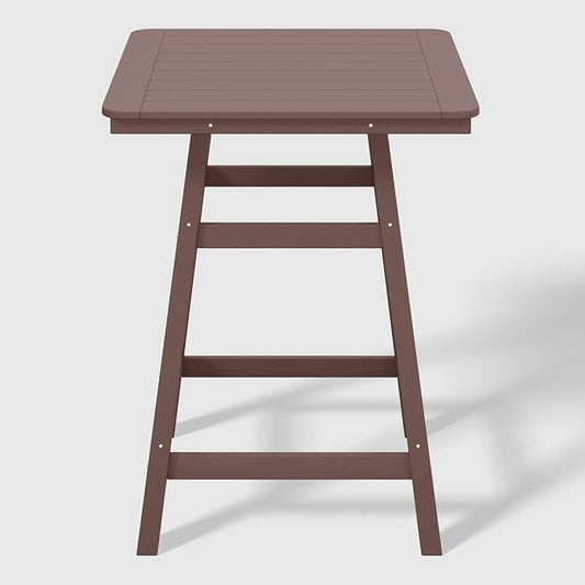 WestinTrends Malibu Square Outdoor Patio Counter High Bistro Bar Table with Umbrella Hole 37" Tall, Dark Brown