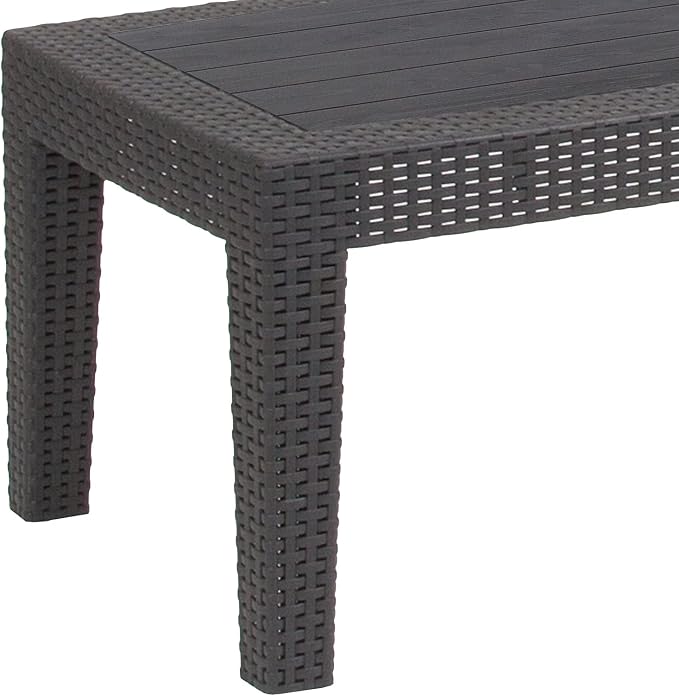 Flash Furniture Seneca Dark Gray Faux Rattan Coffee Table
