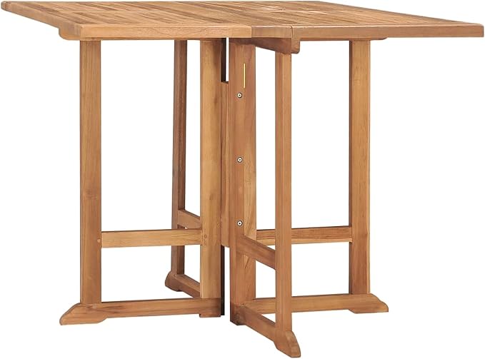 Gecheer Foldable Teak Wood Outdoor Dining Table – Square Garden Table, 35.4 Inch, Seats 4, Rustic Brown Finish, Easy Storage
