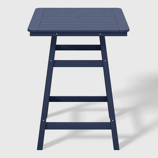 WestinTrends Malibu Square Outdoor Patio Counter High Bistro Bar Table with Umbrella Hole 37" Tall, Navy Blue