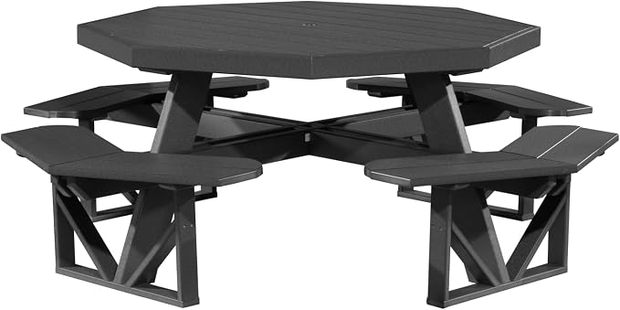 Furniture Barn USA Poly Lumber Octagon Picnic Table, Black