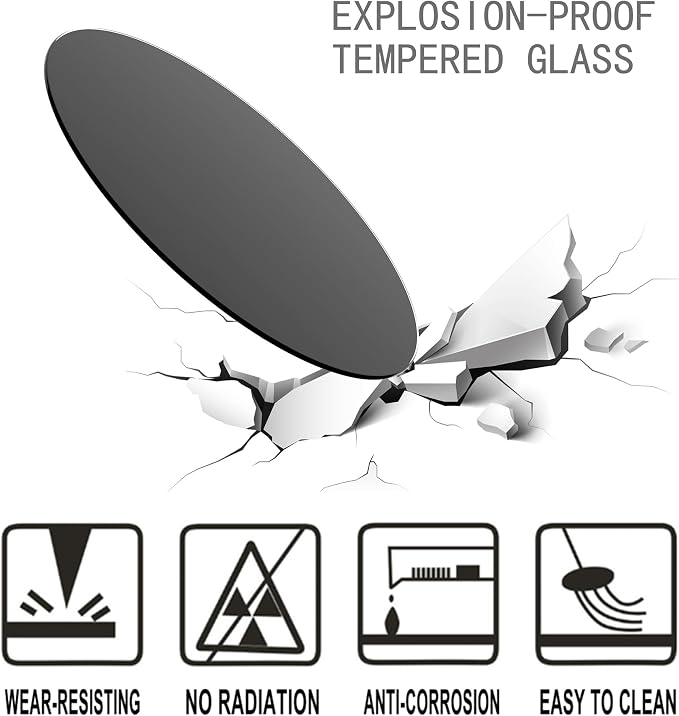 36 Inch Round Black Tempered Glass Table Top, Black Table Surface Protector, Safe 1/4" Thick-Round Polished Edge, Replacement Glass Top for Home, Office, Patio, Outdoor/Indoor
