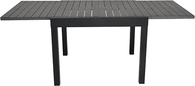 Expandable Patio Dining Table for 4-8 Person, Aluminum Extendable Outdoor Table, 38"-77" Adjustable Patio Table, Square/Rectangular Outdoor Accent Table for Garden, Backyard, Poolside, Black