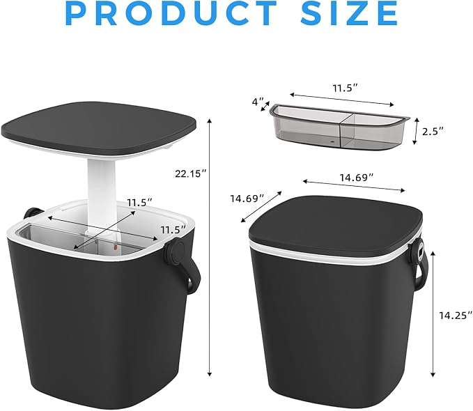 Outdoor Cool Bar Table with Adjustable Height,4-Gallon All-Weather Ice & Wine Cooler,Multi-Functional Patio Cocktail Station for Camping, Backyard & Parties