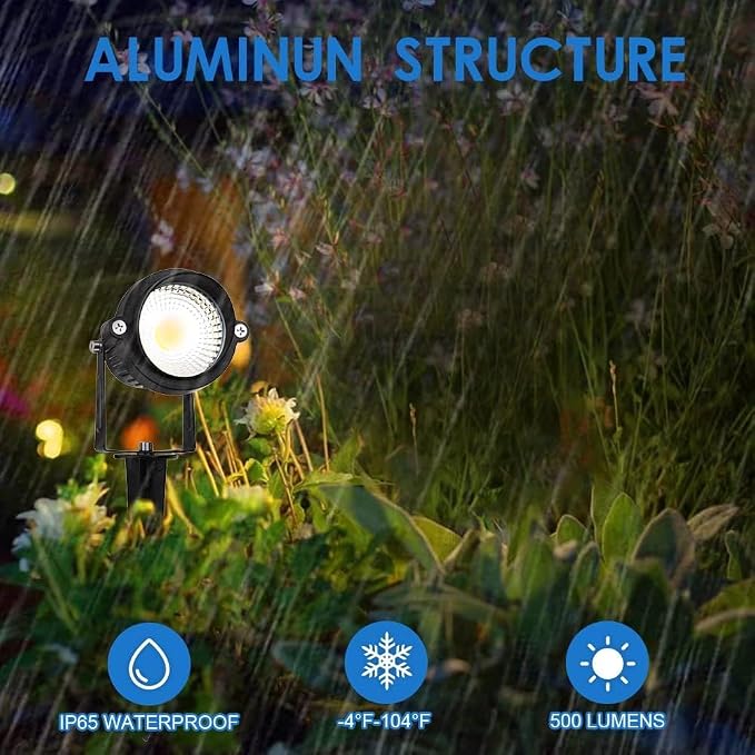 Landscape Lights,Low Voltage Led Landscape Lighting, 12V AC/DC Waterproof Landscape Spotlights Outdoor Flag Spot Light with Wire Connectors for Tree Flag Spotlight 5000K White Lawn 12Pack
