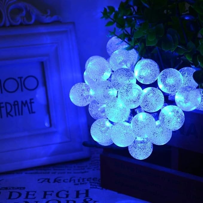 Toodour Solar String Lights Outdoor, 36ft 60 LED Globe String Light with 8 Mode, Waterproof Crystall Ball Lights Solar Patio Lights for Garden, Lawn, Patio, Gazebo, Yard, Outdoor Decor - Blue