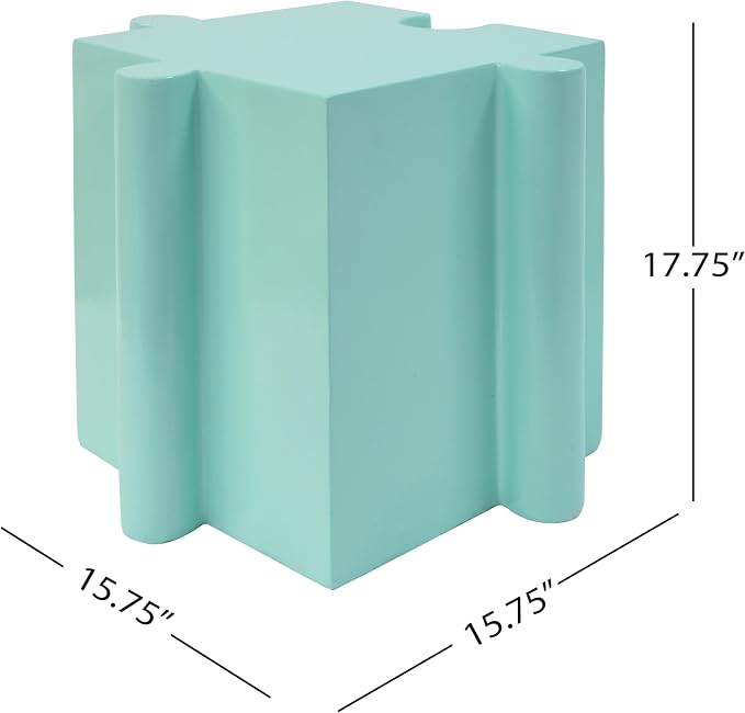 Christopher Knight Home Daton 3 Piece Interlocking Outdoor Side Table Set, Modular Lightweight Concrete Coffee Table, Convertible MGO End Table for Indoor&Outdoor, Creative Set Up, Mint Green