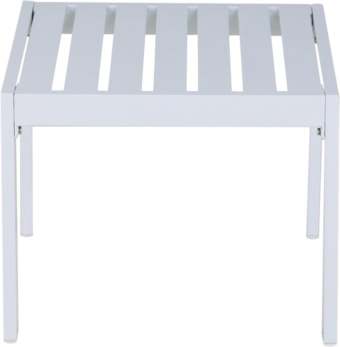 Elle Decor Paloma Outdoor Patio Furniture Collection in Weather-Resistant Metal Frame Patio, Side Table, White