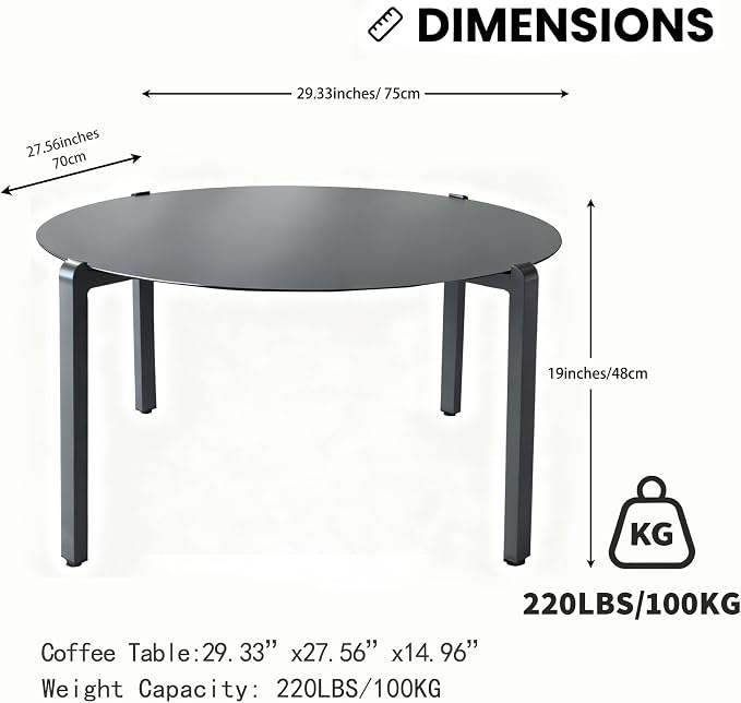 Aluminum Outdoor Coffee Table, Rustproof Patio Side Table | Powder-coated scratch-resistant aluminum top, all-weather frame, easy assembly for garden, balcony & pool