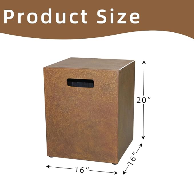 Propane Tank Cover Table, Square Tank Container Fits Standard 20 lb Cylinder Bottle Storage Box Hideaway Table, Gas Tank Holder for Outdoor Gas Fire Pits