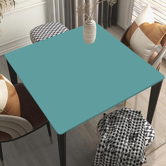 Square Fitted Tablecloth Suit for 28"x28" Table CadetBlue Stretch Table Topper Cap for Dining Kitchen Home Party Style25