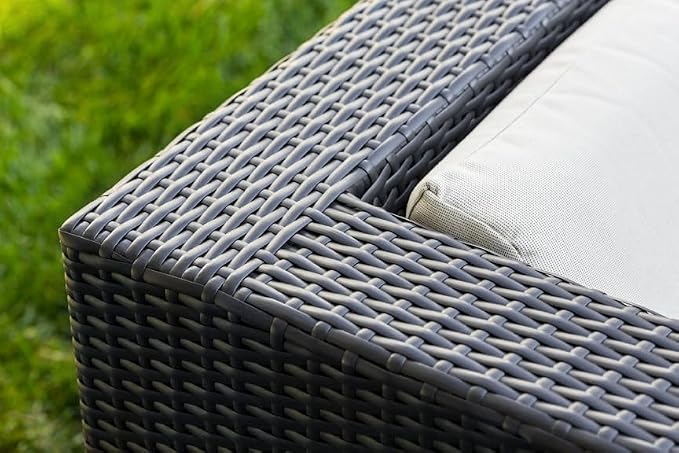 Fully Assembled Ohana 11 Piece Aluminum Wicker Patio Furniture Beige Cushion Oversize Conversation Set with 42-inch Propane Gas Fire Table
