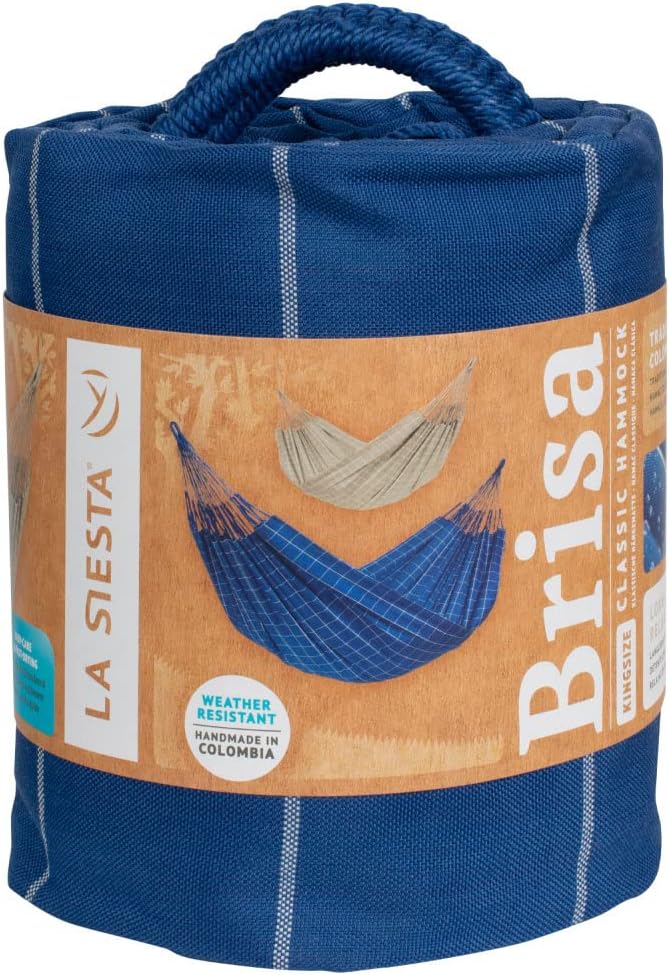 LA SIESTA Brisa Double Outdoor Hammock — Colombian-Made Polypropylene, UV & Weather Resistant, for Backyard & Patio - Marine