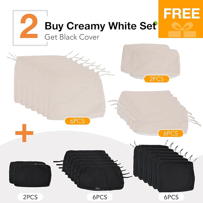 Patiorama 7 Piece Wicker Patio Furniture Set, Natural-Colored PE Rattan Outdoor Conversation Set Sectional Sofa with Water Resistant Cushion and Glass Table, Outdoor Couch, Porch, Backyard-White