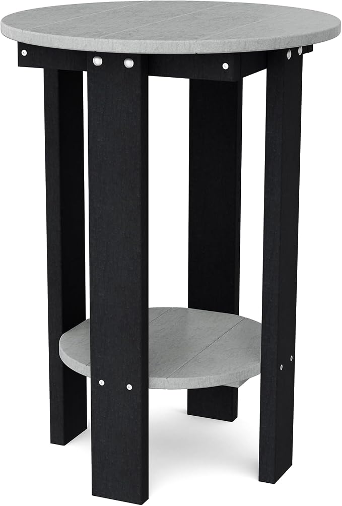 Wildridge Heritage Balcony Table, Light Gray and Black - Outdoor Weather Resistant Recycled Plastic Furniture for Patio
