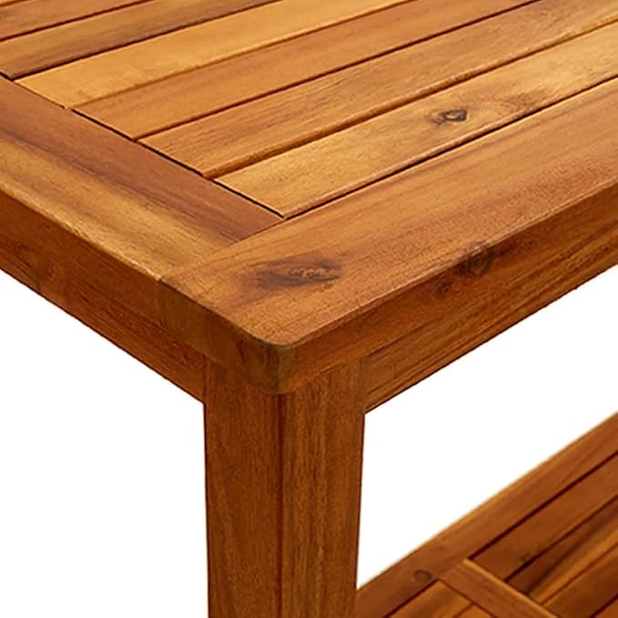 vidaXL Solid Acacia Wood Patio Console Table - Entryway Accent Hallway Table with Storage Shelf 43.3"x15.7"x29.5"