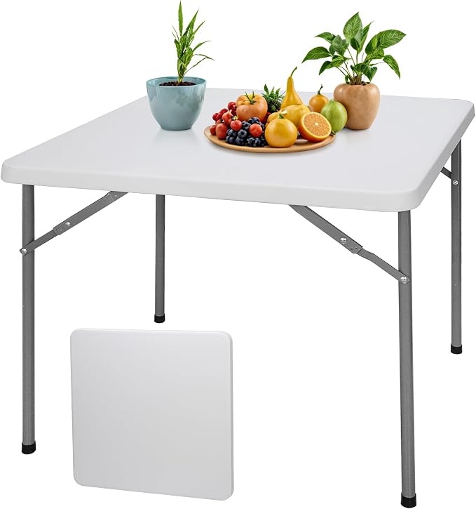 Folding Event Table, Heavy Duty Picnic Table Indoor Outdoor Camping, 3FT Portable w Handle Lock for Banquet, White