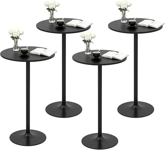 ERGOMASTER Two-in-one Adjustable Height Bar Tables, 24-inch Round Cocktail Table with Sturdy Metal Base, 40"/22" Two Convertible Height High Top Pub Table for Home Bar, Restaurant Bistro (4, Black)