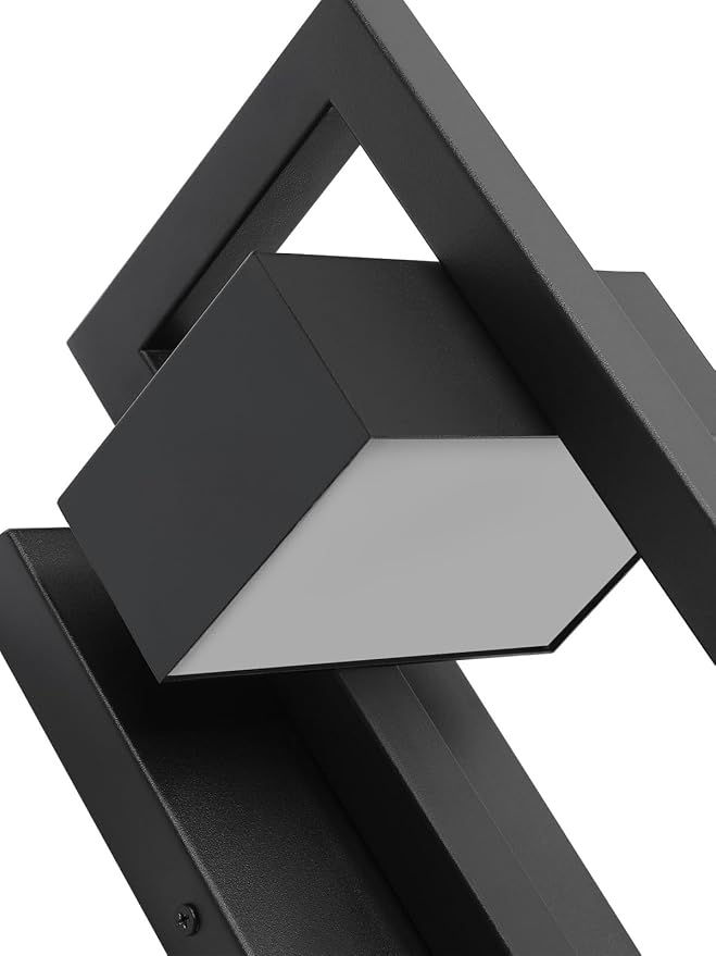 LamQee Outdoor Wall Lights Modern Exterior Lighting Fixtures, 3000K Integrated LED Outdoor Wall Sconce Lighting, Matte Black Outside Wall Mount Lights for House Front Door Porch Garage Patio 1 Pack