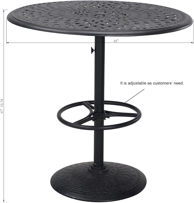 Darlee Series 60 42 Inch Cast Aluminum Pedestal Patio Bar Table - Antique Bronze