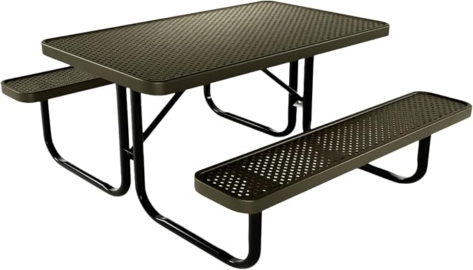 COATEDOUTDOORFURNITURE Heavy-Duty Portable Outdoor Kids Table, Punched Steel Kids Picnic Table, Commercial-Grade Picnic Table, Made in America (4ft Rectangular, Childrens, Textured Gold Vein)